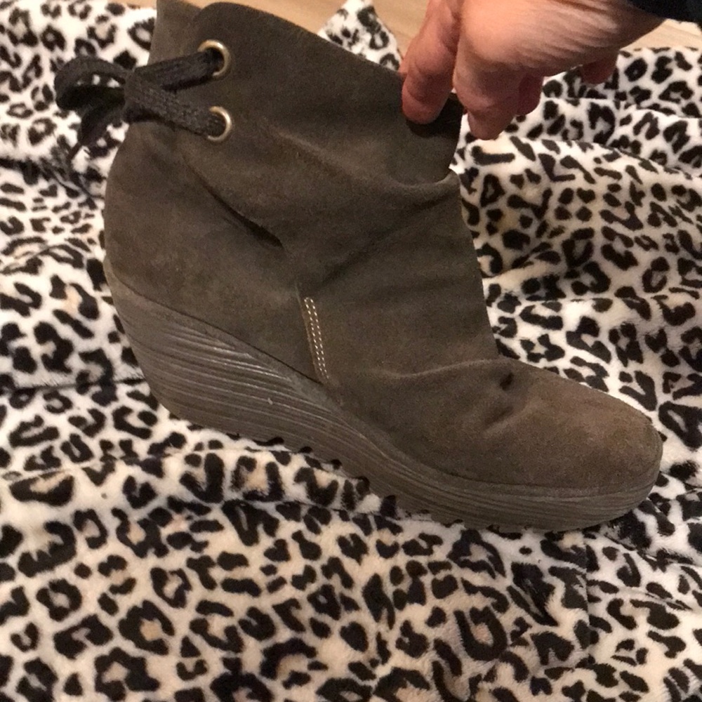 Fly London olive suede booties